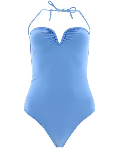 Nanushka Brissa Halterneck One Piece Swimsuit - Blue