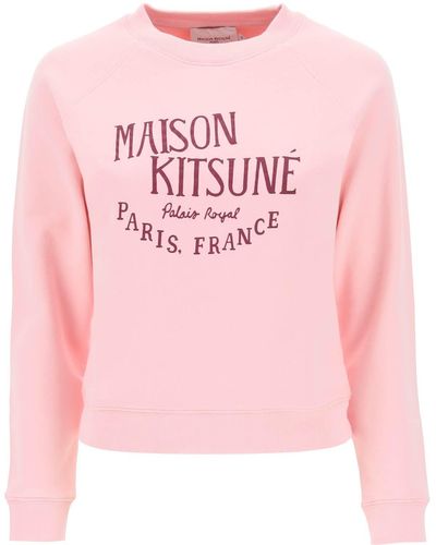 Maison Kitsuné Crew Neck Sweatshirt With Print - Pink