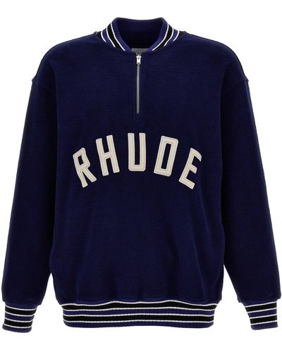 Rhude Quarter Zip Varsity Sweatshirt - Blue