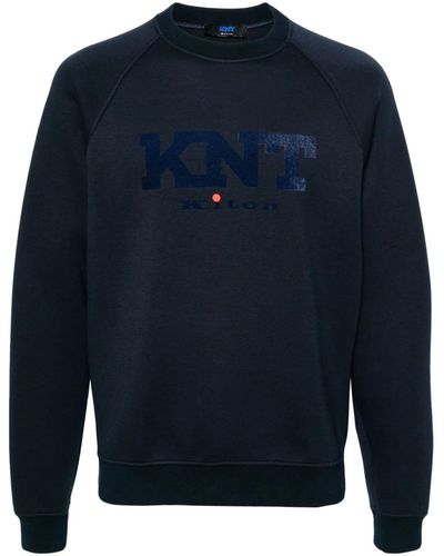 Kiton Sweatshirt With Flocked Logo - Blue