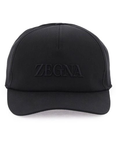 Zegna Baseball Cap With Logo Embroidery - Black