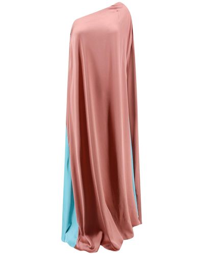 ACTUALEE Bicolor Satin Long Dress - Pink