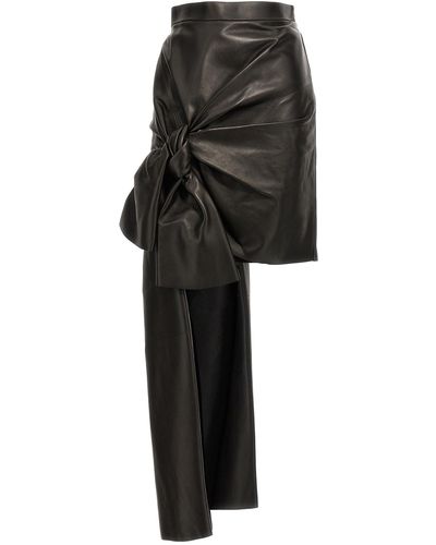 Alexander McQueen Maxi Bow Leather Skirt Gonne Nero