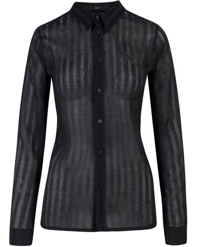 SAPIO Embroidered Fabric Shirt - Black