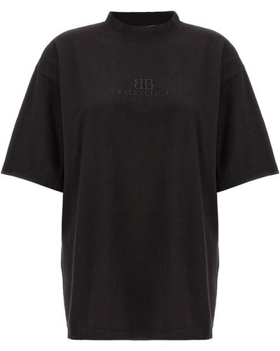Balenciaga Logo Embroidery T-Shirt - Black