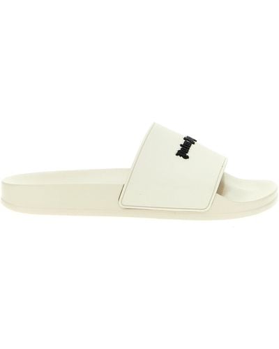 Palm Angels Logo Slides Sandals - White