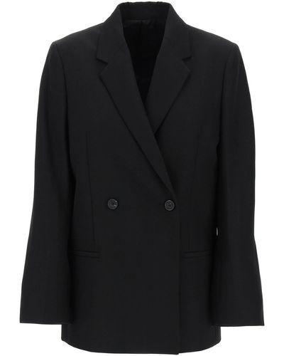Totême Toteme Double-Breasted Recycled Wool Blazer - Black