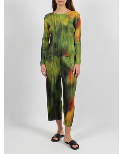 Pleats Please Issey Miyake Turnip & spinach trousers - Verde