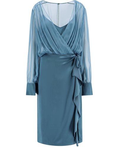Alberta Ferretti Silk And Chiffon Dress - Blue