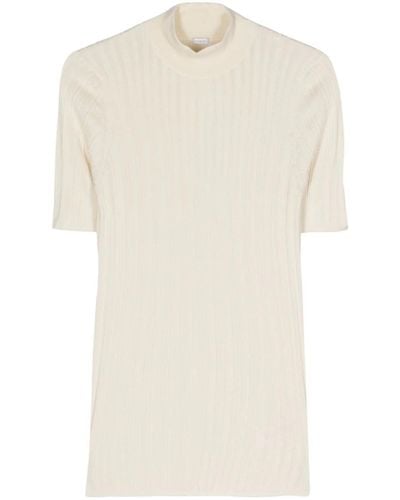 Malo Ribbed Knit Top - White