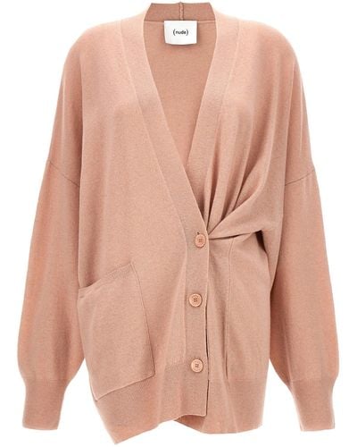 Nude Oversize Cardigan Sweater, Cardigans - Pink