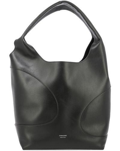 Ferragamo Hobo Bag With Cut-out Detailing Shoulder Bags - Black