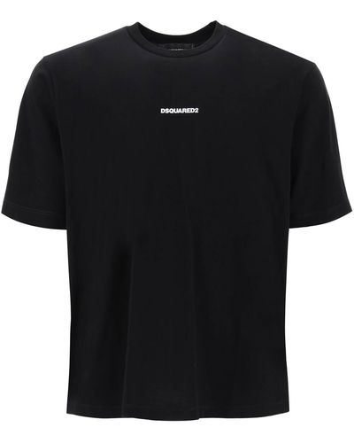 DSquared² T Shirt Slouch Fit Con Stampa Logo - Nero