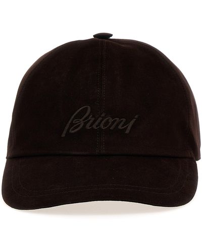 Brioni Logo Embroidery Cap Hats - Black