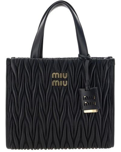 MIU MIU Nappa Matelasse Shoulder Bag Black 1246020