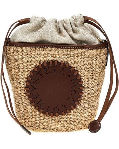 Stella McCartney Eco Abaca Basket Crossbody Bags - Brown
