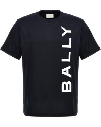 Bally Logo Print T Shirt Blu