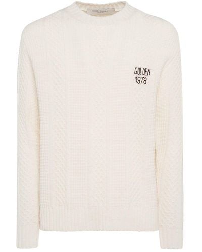 Golden Goose Virgin Wool Sweater With Embroidered Logo - Gray