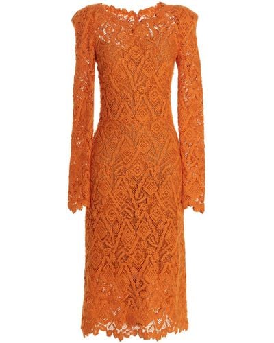 Ermanno Scervino Macramé Lace Dress - Orange