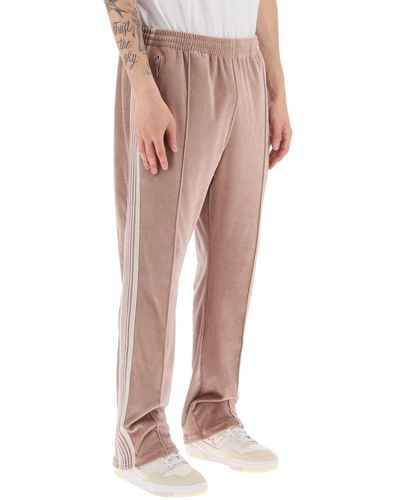 Needles 'narrow' Chenille Track Pants With Side Bands - Pink