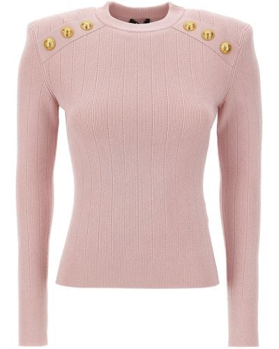 Balmain Logo Button Sweater Sweater, Cardigans - Pink