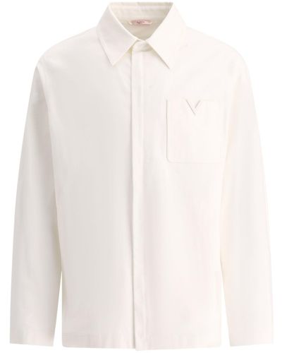 Valentino Giacca Con V Detail Gommata Jackets - White