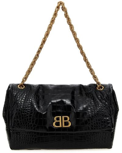 Balenciaga Monaco Sling Shoulder Bags - Black