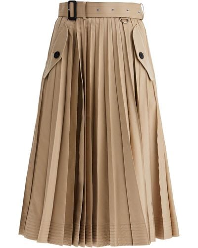 Sacai Pleated Midi Skirt - Brown