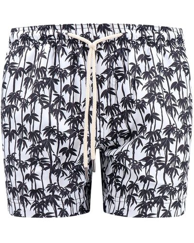 Peninsula Recycled Nylon Swim Shorts With All-over Print - Blue