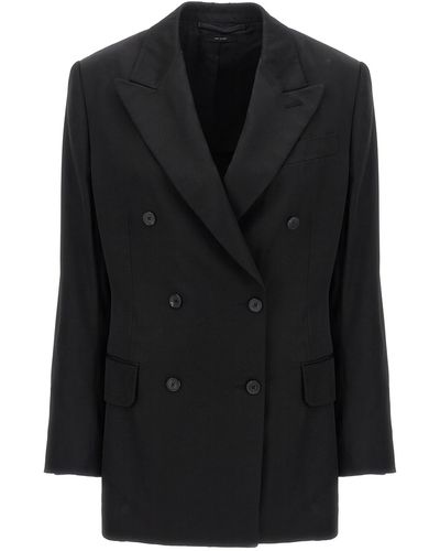 Tom Ford Double-breasted Blazer Jackets Black