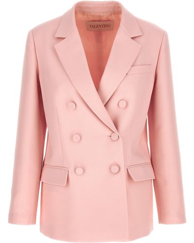Valentino Garavani Double-breasted Blazer Blazer And Suits - Pink