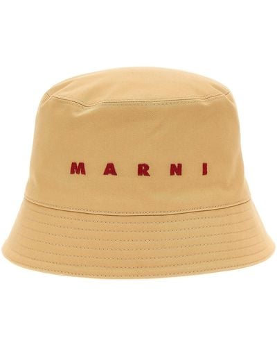 Marni Logo Embroidery Bucket Hat Cappelli Beige - Neutro