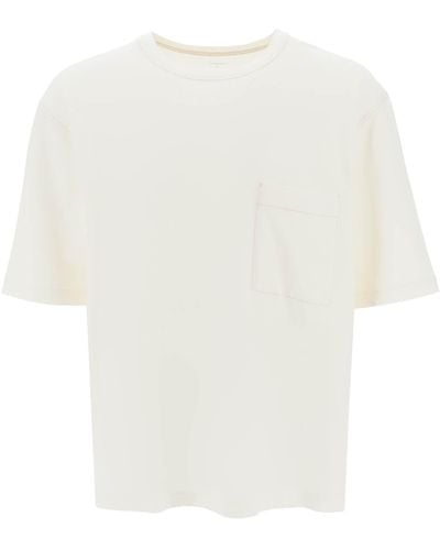 Lemaire Oversized T Shirt With Patch Pocket - White