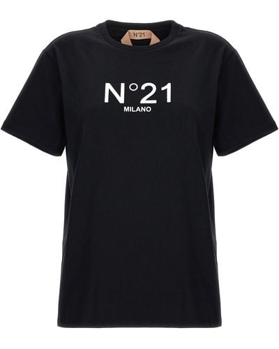 N°21 Flocked Logo T Shirt Nero