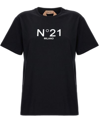 N°21 Flocked Logo T-shirt - Black