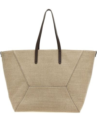 Brunello Cucinelli Canvas Large Shopping Bag - Natural