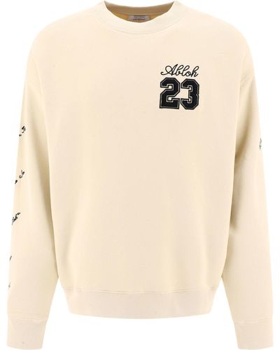 Off-White c/o Virgil Abloh Off- "23 Logo Skate" Sweatshirt - Natural