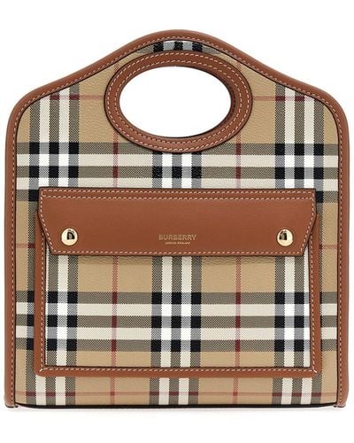 Burberry Pocket Hand Bags Brown - Blue