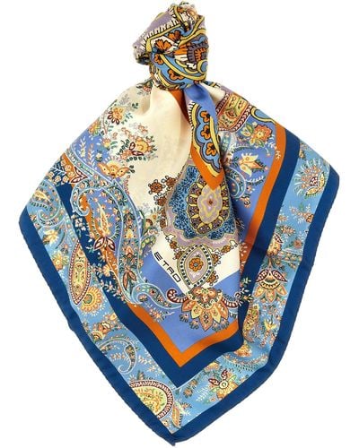 Etro Printed Silk Scarf Sciarpe Multicolor - Blu