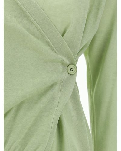 Fabiana Filippi Linen Silk Asimmetric Cardigan - Green