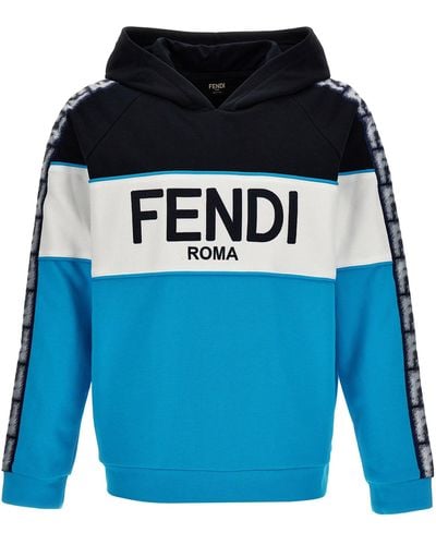 Fendi Logo Hoodie Felpe Multicolor - Blu