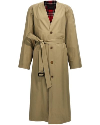 Balenciaga Check Lining Oversize Trench Coat Coats, Trench Coats - Natural