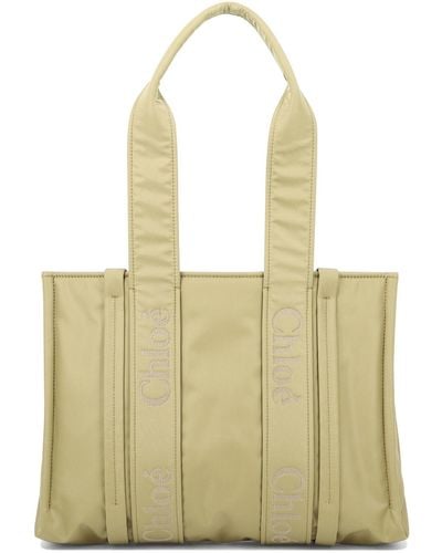 Chloé Woody Medium Shoulder Bags - Natural