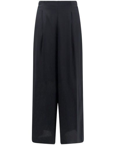 Erika Cavallini Semi Couture Silk Blend Trouser With Pinces - Blue