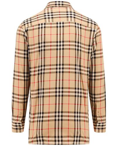 Burberry Cotton Shirt With Check Motif - Natural