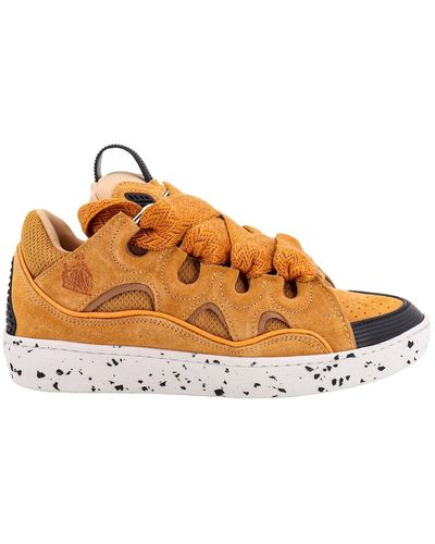 Lanvin Curb Oversize-tongue Paneled Sneakers - Orange