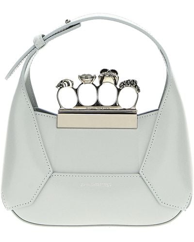 Alexander McQueen The Jeweled Hobo Mini Hand Bags - Gray