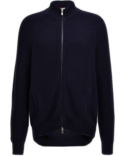 Brunello Cucinelli Knit Cardigan Sweater, Cardigans - Blue