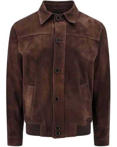 Salvatore Santoro Suede Jacket With Stitched Profiles - Brown