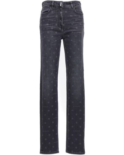 Givenchy Logo Print Jeans Nero - Blu